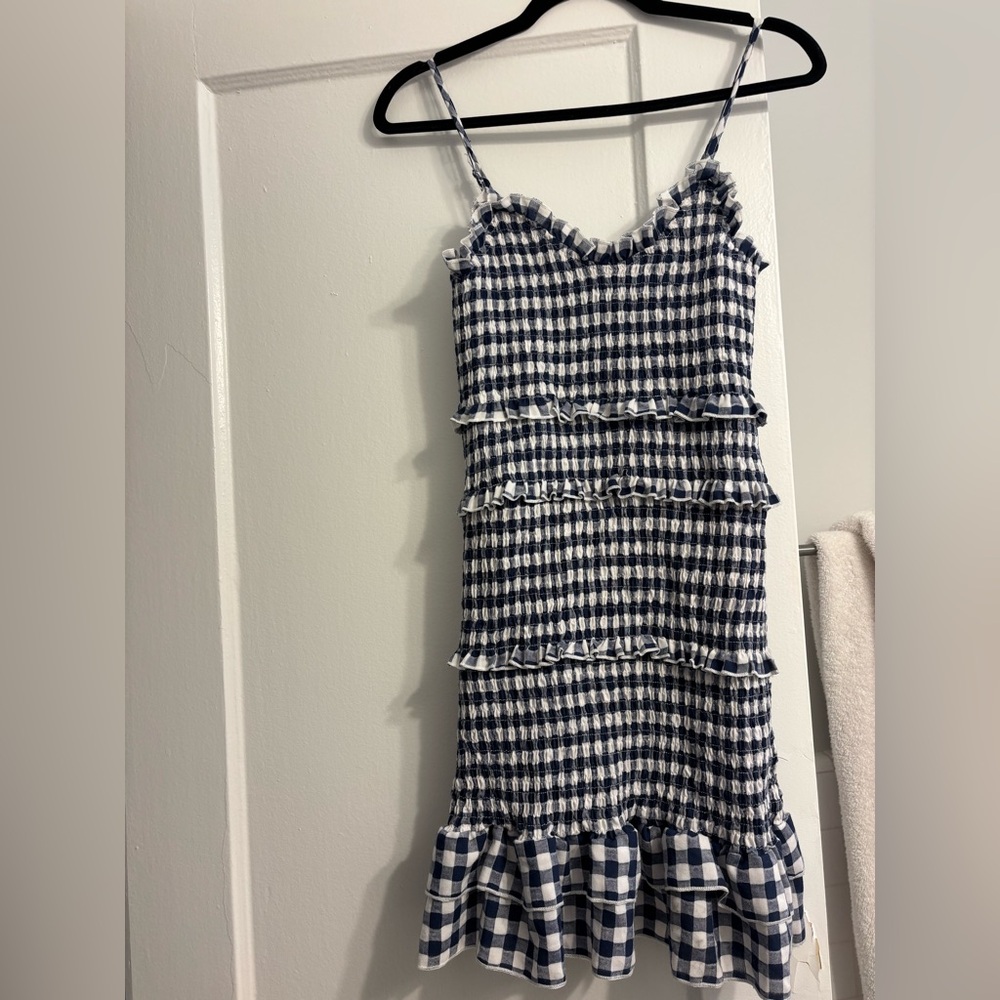 Navy and White Gingham Mini Dress